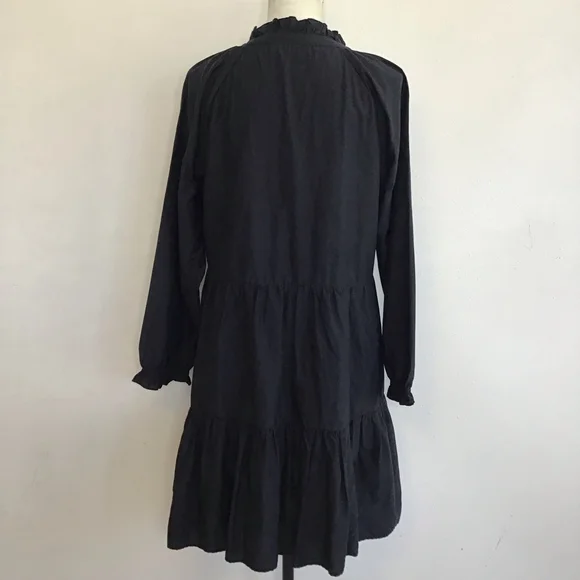 Roller Rabbit Women Elegant Black Long Sleeve Tiered Dress L - Picture 3 of 15